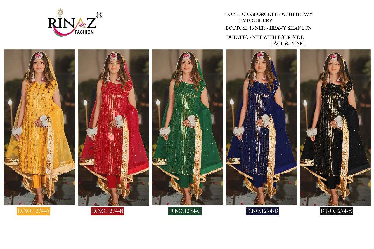RINAZ FASHION PRESENTS D.N. 1274 COLOUR SERIES WHOLESALE RATE IN SURAT - SAI DRESSES