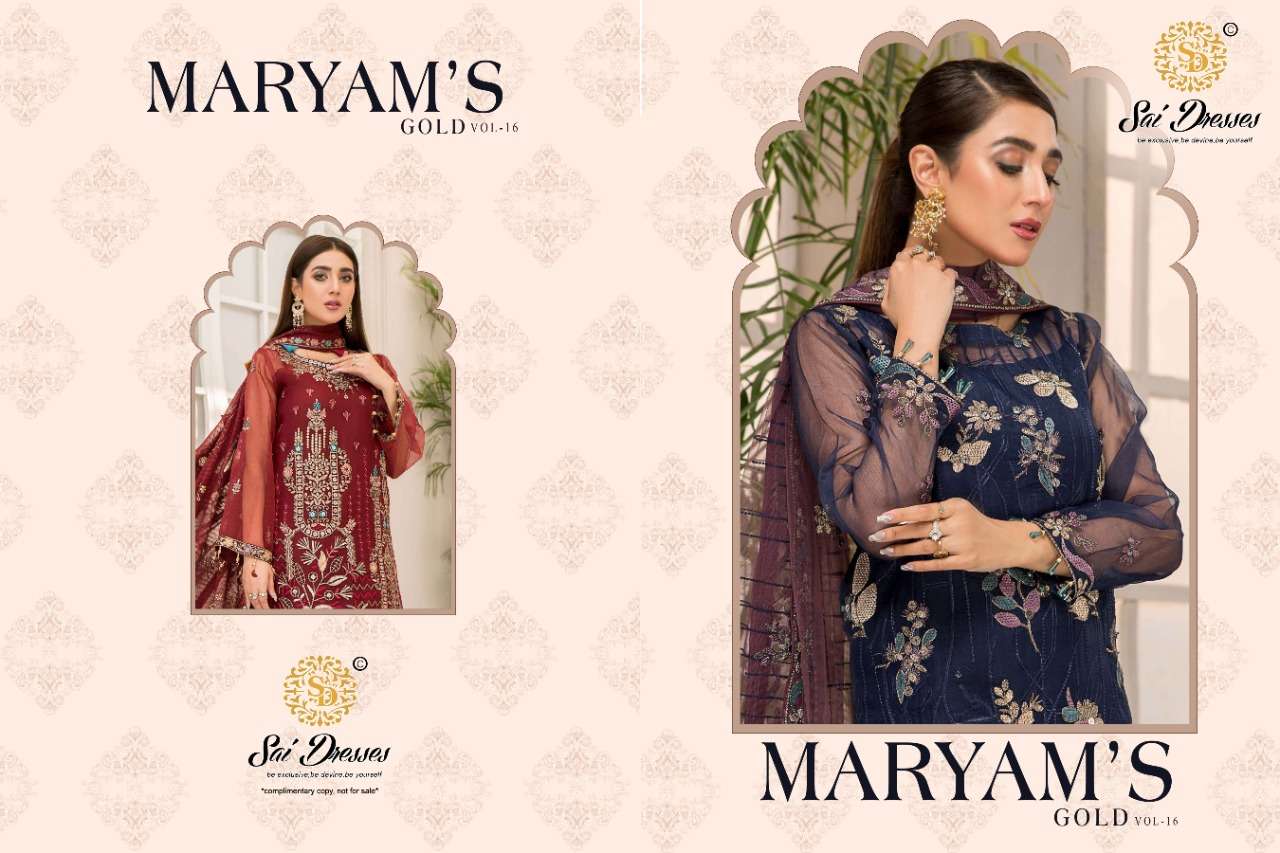 SAI DRESSES  PRESENTS MARYAM GOLD VOL-16 WHOLESALE RATE IN SURAT - SAI DRESSES