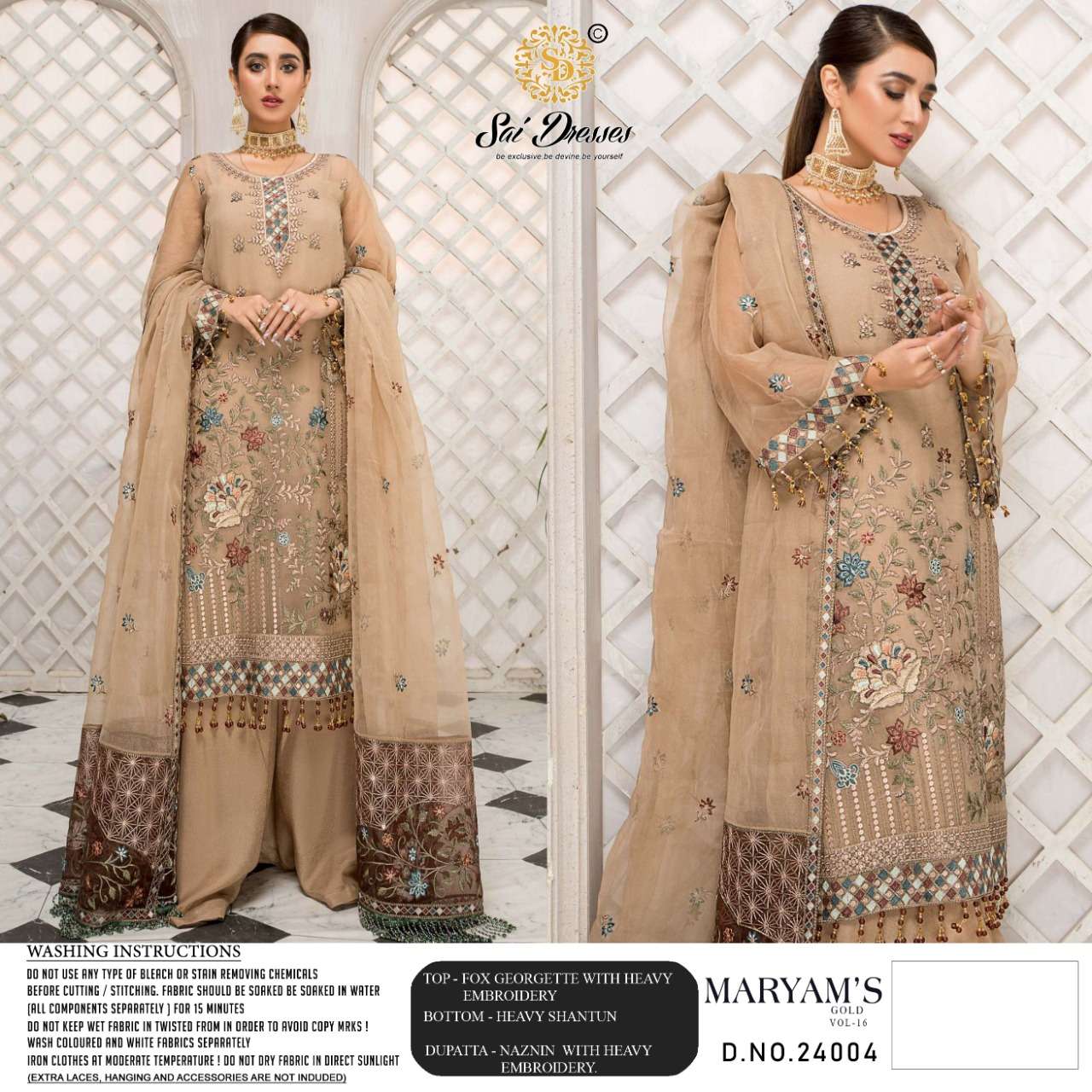 SAI DRESSES  PRESENTS MARYAM GOLD VOL-16 WHOLESALE RATE IN SURAT - SAI DRESSES