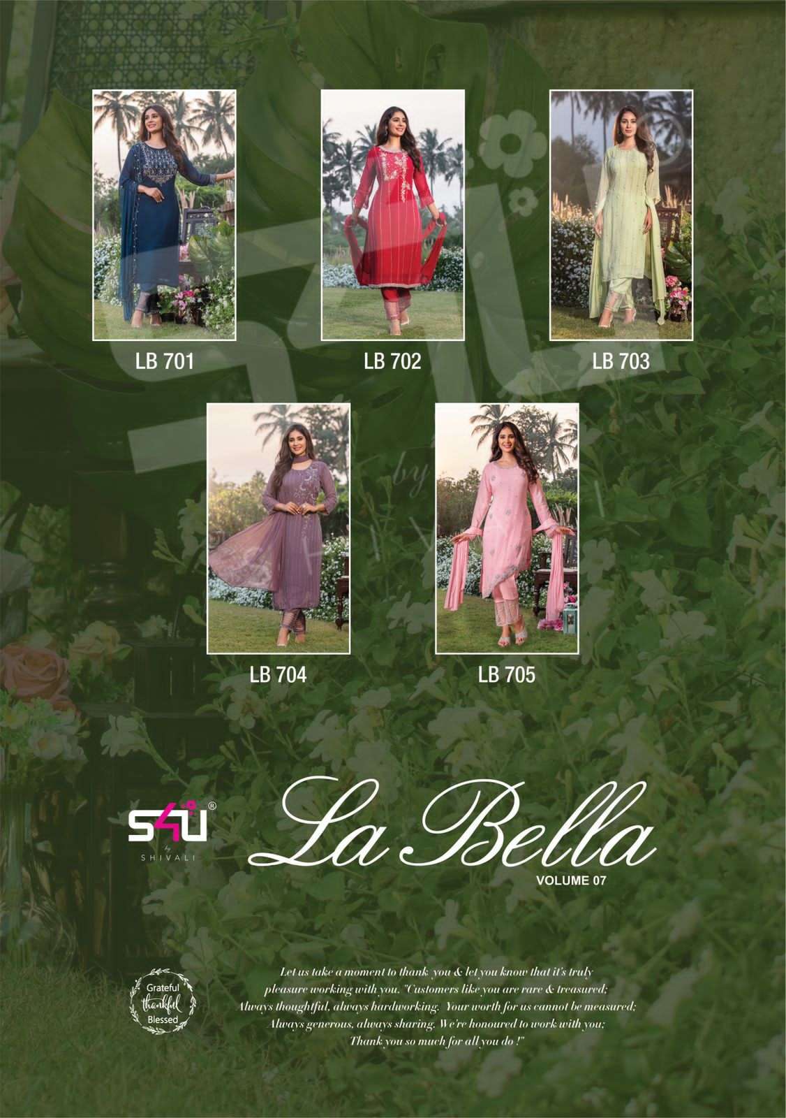 S4U LA BELLA VOL 7 GEORGETTE EMBROIDERY READYMADE HANDWORK SALWAR KAMEEZ WHOLESALE RATE IN SURAT - SAI DRESSES