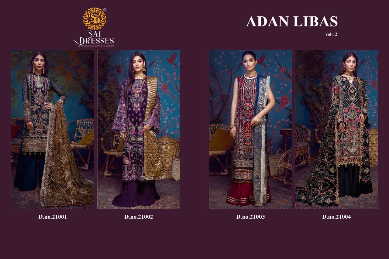 SAI DRESSES PRESENTS LATEST DESIGNER CATALOG ADAN LIBAS VOL-12 WHOLESALE RATE IN SURAT- SAI DRESSES