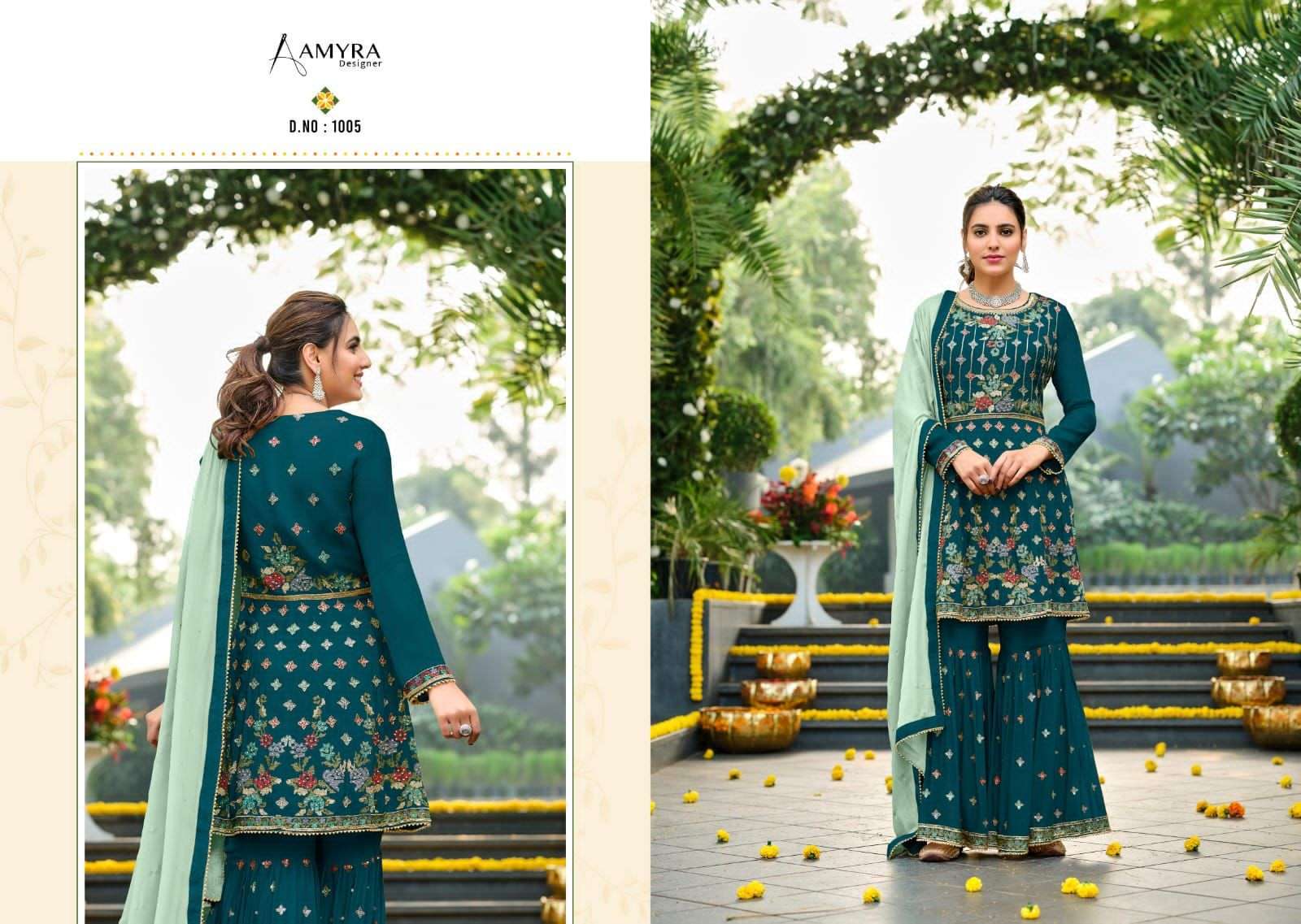 Aamyra Designer Kimaya 1001-1005 Series Party Wear Designer Suits Catalogue Wholesaler Surat- Sai Dresses