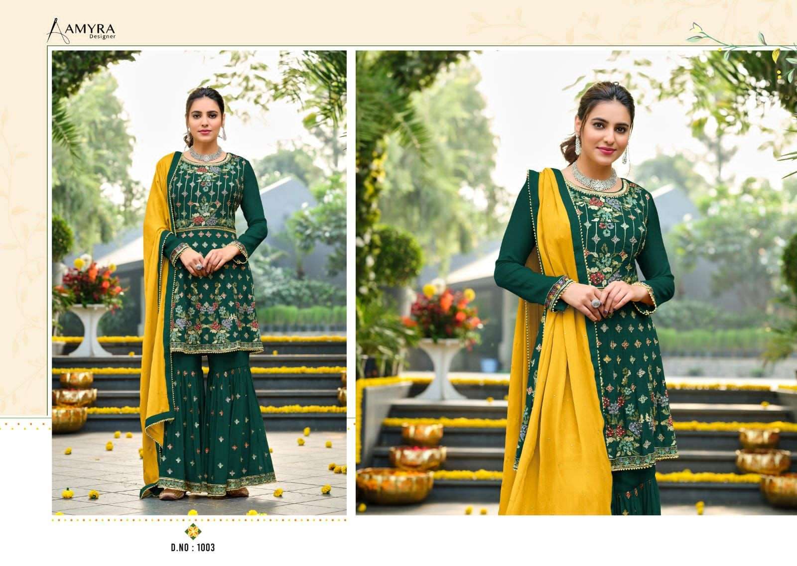 Cream and Dull Gold Semi Georgette Party Wear Designer Suit - Zoharin -  2995633