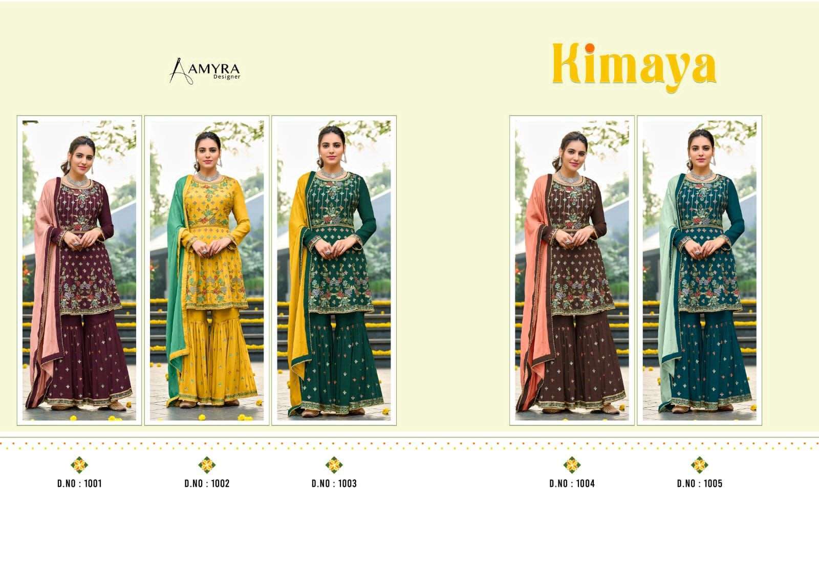 Aamyra Designer Kimaya 1001-1005 Series Party Wear Designer Suits Catalogue Wholesaler Surat- Sai Dresses