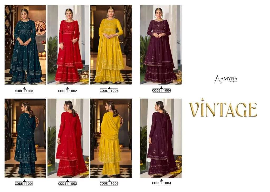Aamyra Designer Vintage 1001-1004 Series Exclusive Designer Salwar Suits Wholesale Rate in Surat- Sai Dresses