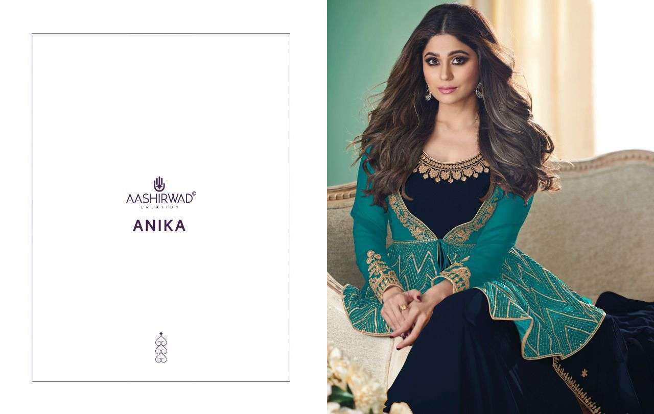 AASHIRWAD CREATION PRESENTS LATEST CATALOGUE ANIKA WHOLESALE RATE IN SURAT SAI DRESSES