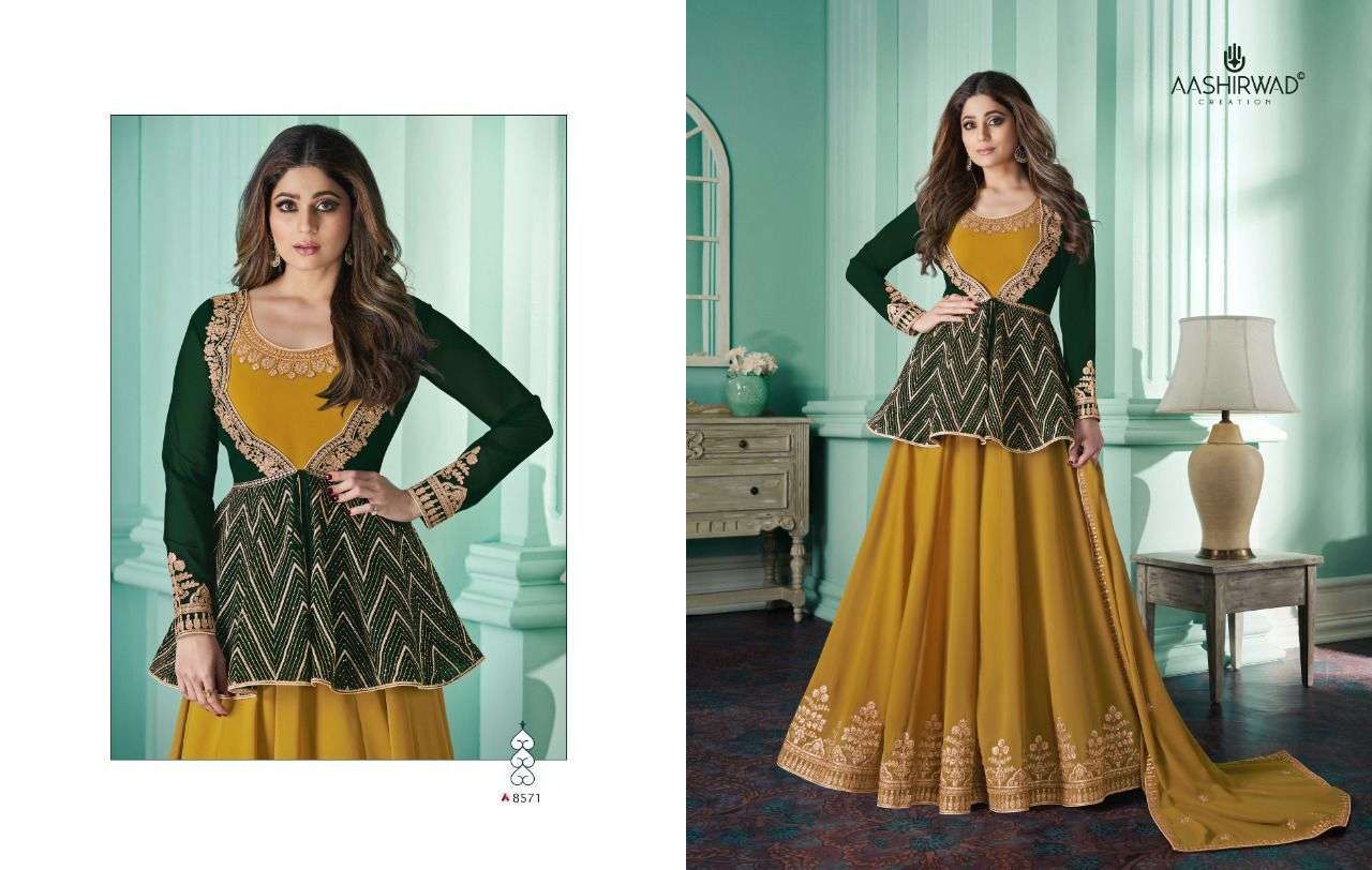 AASHIRWAD CREATION PRESENTS LATEST CATALOGUE ANIKA WHOLESALE RATE IN SURAT SAI DRESSES