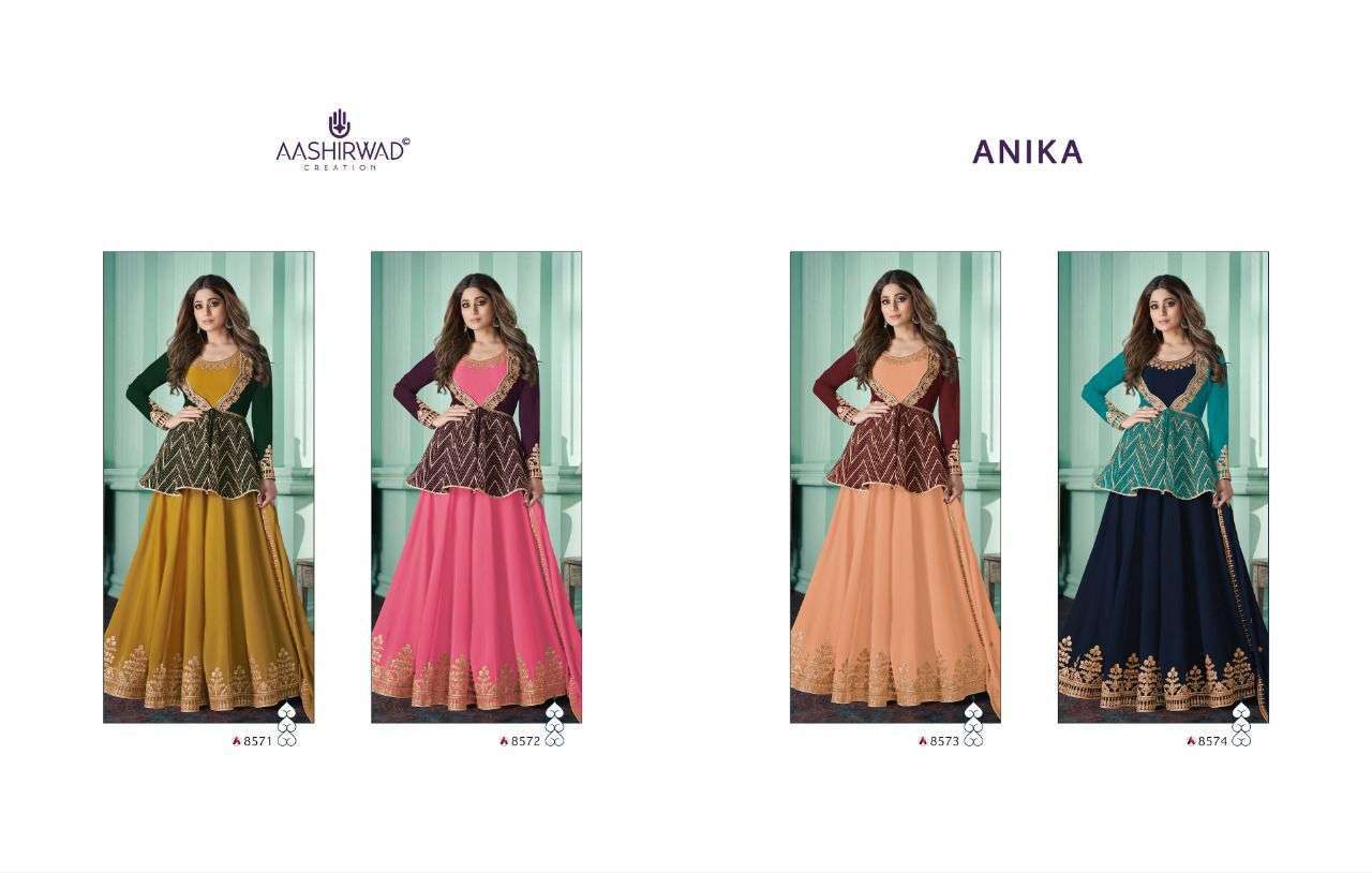 AASHIRWAD CREATION PRESENTS LATEST CATALOGUE ANIKA WHOLESALE RATE IN SURAT SAI DRESSES