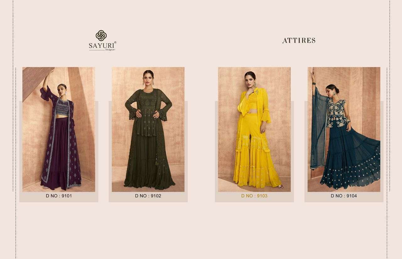 AASHIRWAD CREATION PRESENTS SAYURI ATTIRES GEORGETTE EMBROIDERY WHOLESALE READYMADE COLLECTION IN SURAT - SAI DRESSES