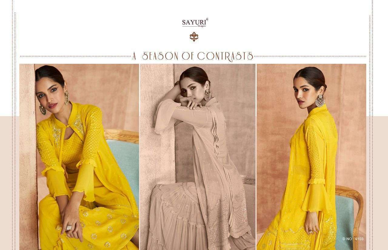 AASHIRWAD CREATION PRESENTS SAYURI ATTIRES GEORGETTE EMBROIDERY WHOLESALE READYMADE COLLECTION IN SURAT - SAI DRESSES