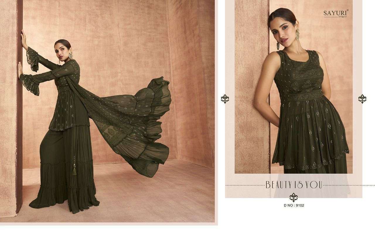 AASHIRWAD CREATION PRESENTS SAYURI ATTIRES GEORGETTE EMBROIDERY WHOLESALE READYMADE COLLECTION IN SURAT - SAI DRESSES