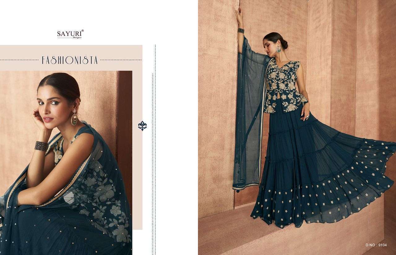 AASHIRWAD CREATION PRESENTS SAYURI ATTIRES GEORGETTE EMBROIDERY WHOLESALE READYMADE COLLECTION IN SURAT - SAI DRESSES