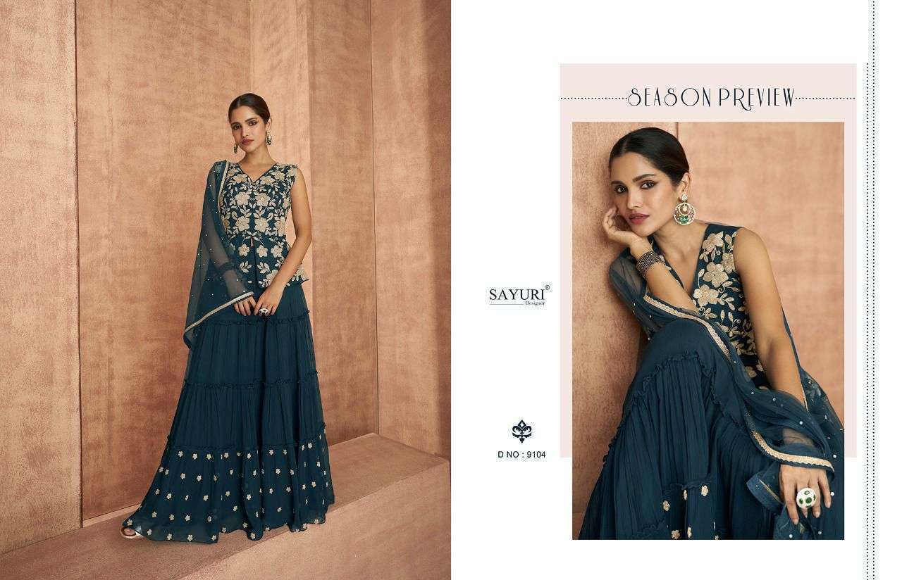 AASHIRWAD CREATION PRESENTS SAYURI ATTIRES GEORGETTE EMBROIDERY WHOLESALE READYMADE COLLECTION IN SURAT - SAI DRESSES