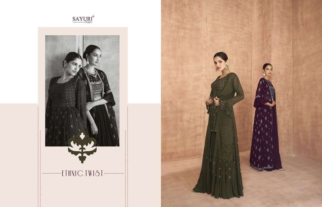 AASHIRWAD CREATION PRESENTS SAYURI ATTIRES GEORGETTE EMBROIDERY WHOLESALE READYMADE COLLECTION IN SURAT - SAI DRESSES