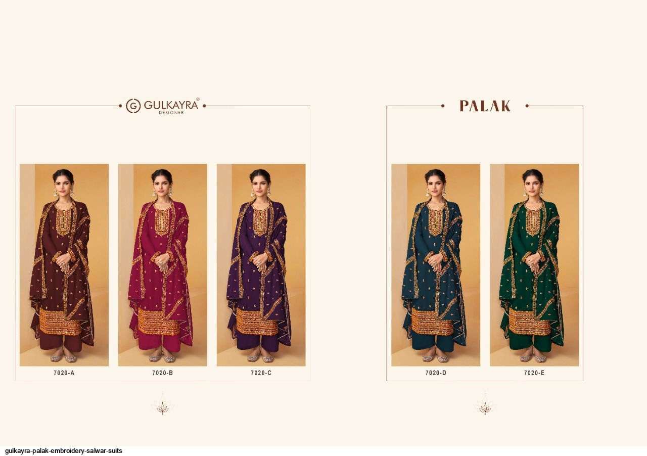 GULKAYRA PALAK EMBROIDERY SALWAR SUITS IN WHOLESALE RATE IN SURAT- SAI DRESSES