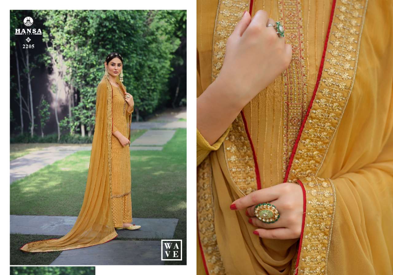 HANSA PRINTS PRESENTS LATEST CATALOG BANARAS SWARAGINI WHOLESALE RATE IN SURAT- SAI DRESSES