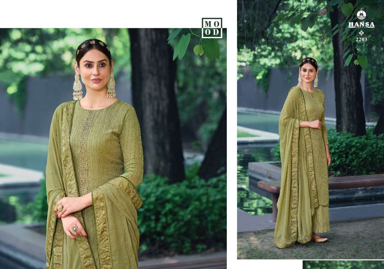 HANSA PRINTS PRESENTS LATEST CATALOG BANARAS SWARAGINI WHOLESALE RATE IN SURAT- SAI DRESSES