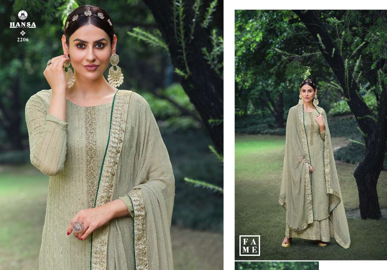 HANSA PRINTS PRESENTS LATEST CATALOG BANARAS SWARAGINI WHOLESALE RATE IN SURAT- SAI DRESSES