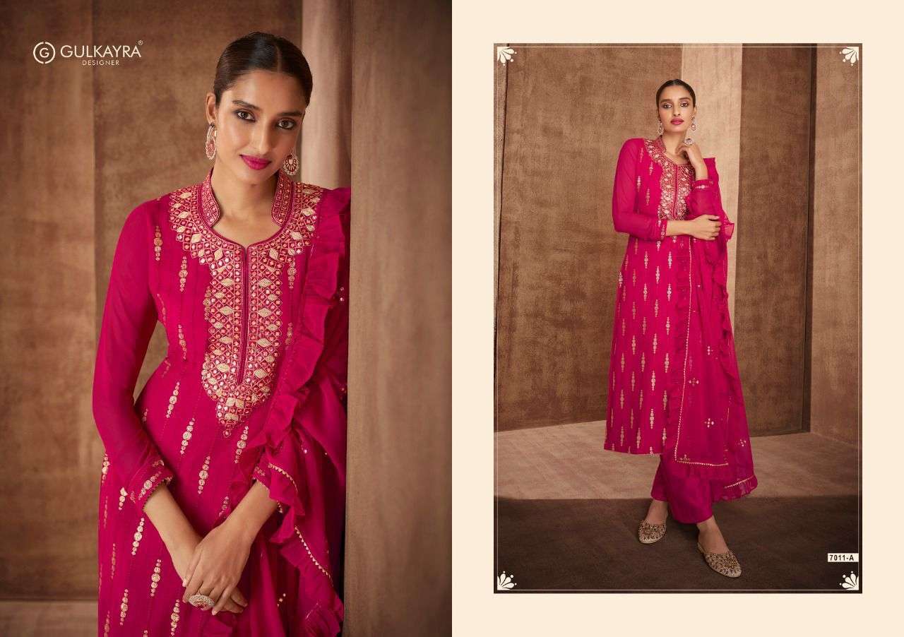 NAIRA BY GULKAYRA 7011-A TO 7011-E SERIES DESIGNER GEORGETTE DRESSES IN WHOLESALE RATE IN SURAT- SAI DRESSES