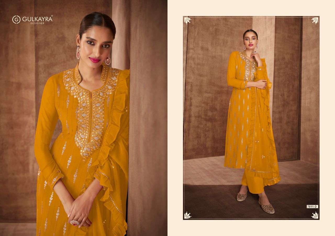 NAIRA BY GULKAYRA 7011-A TO 7011-E SERIES DESIGNER GEORGETTE DRESSES IN WHOLESALE RATE IN SURAT- SAI DRESSES