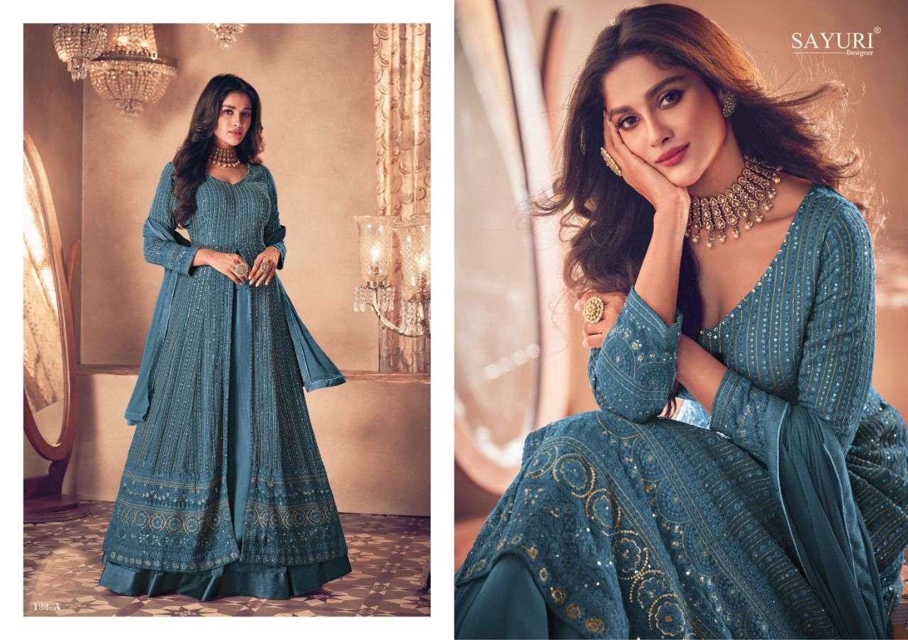 noor gold by sayuri georgette readymade skirt suits party wear collection in wholewsale rate inb surat- sai dresses