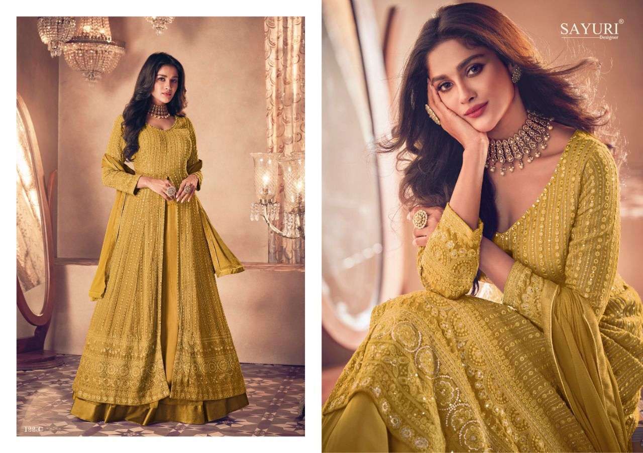 noor gold by sayuri georgette readymade skirt suits party wear collection in wholewsale rate inb surat- sai dresses