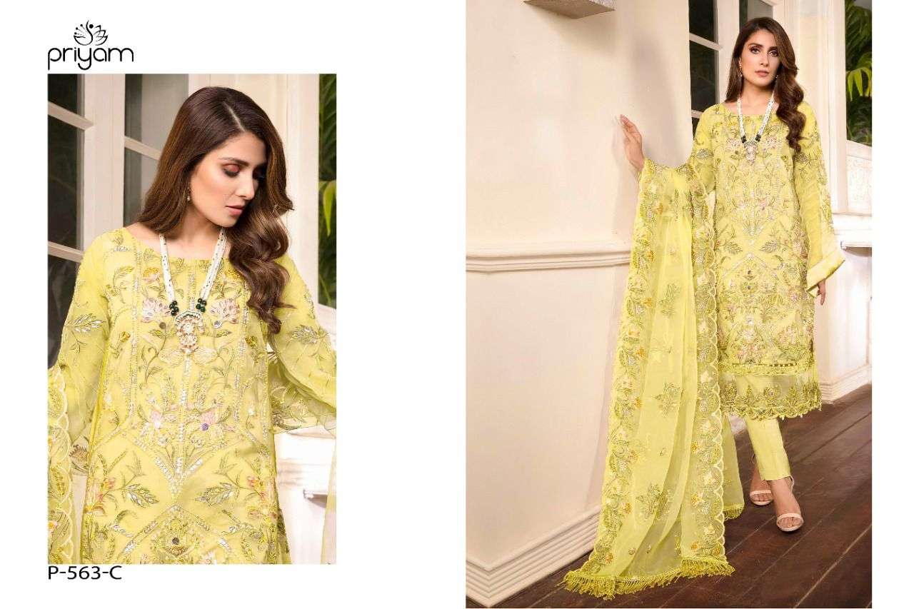 PRIYAM FASHION PRESENTS LATEST PAKISTANI CONCEPT CATALOG ZAINA DN. 563A TO 563E WHOLESALE RATEIN SURAT- SAI DRESSES