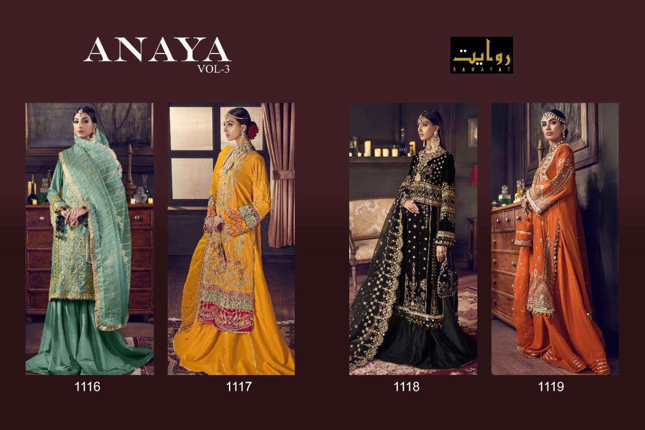 RAWAYAT PRESENTS LATEST PAKISTANI CONCEPT CATALOG ANAYA VOL-03 WHOLESALE RATE IN SURAT- SAI DRESSES