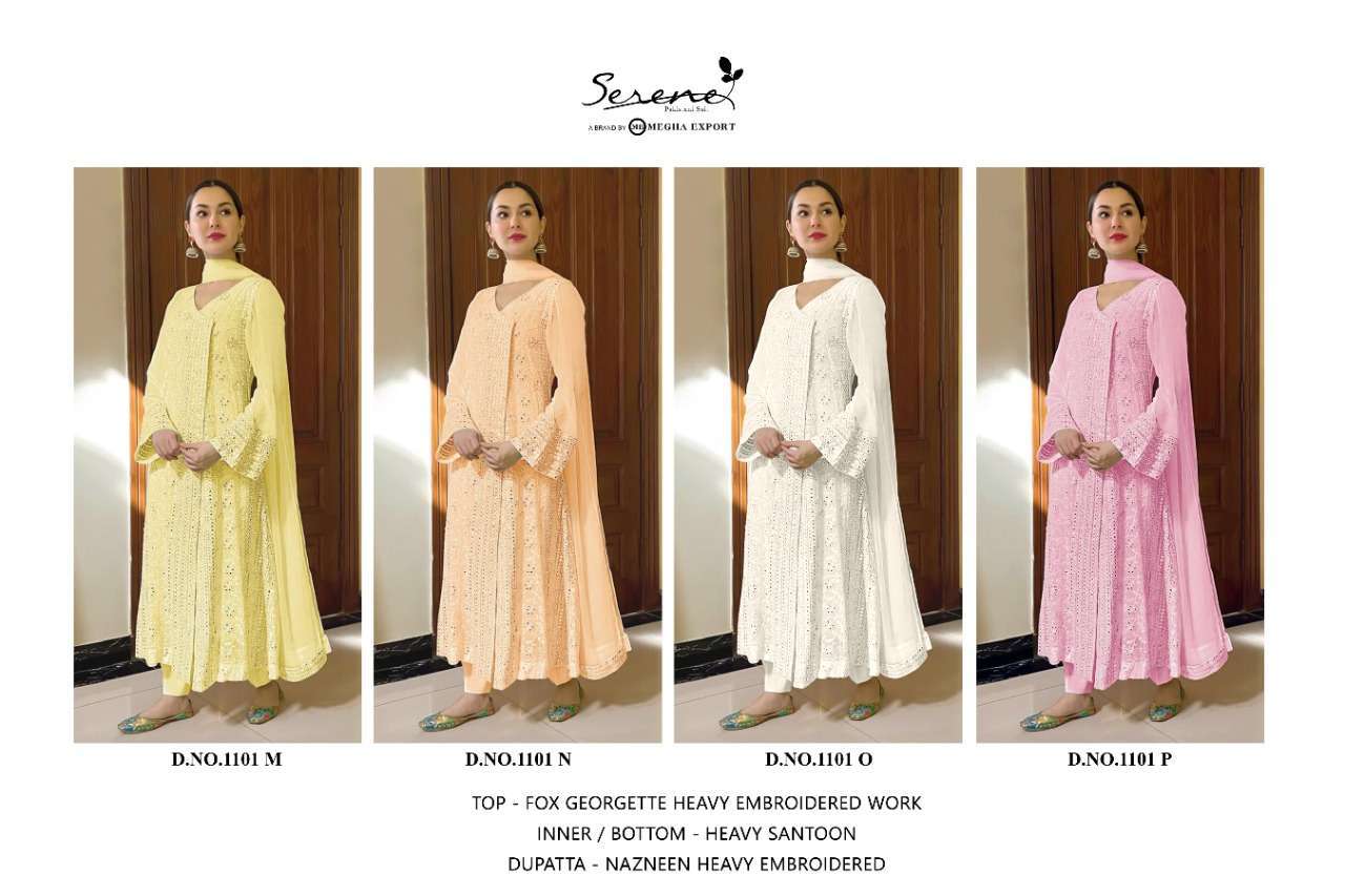  1101 COLORS VOL-2 BY SERENE 1101-M TO 1101-P SERIES GEORGETTE SEMI STICHED SALWAR SUITS IN WHOLESALE PRICE IN SURAT - SAI DRESSES 