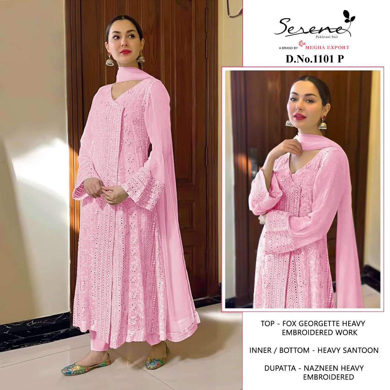  1101 COLORS VOL-2 BY SERENE 1101-M TO 1101-P SERIES GEORGETTE SEMI STICHED SALWAR SUITS IN WHOLESALE PRICE IN SURAT - SAI DRESSES 