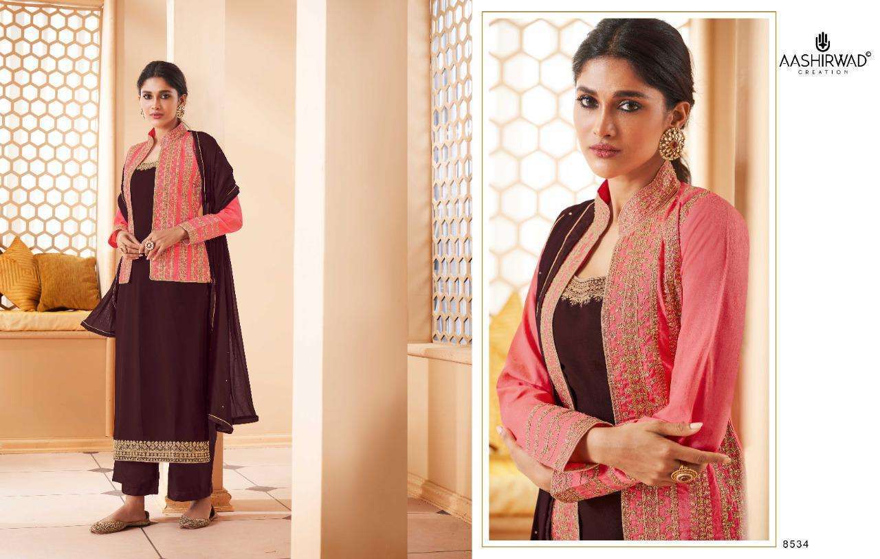 Aashirwad Present Aashi Series 8530-8535 Real Georgette Suit in wholesale rate in surat - Sai Dresses