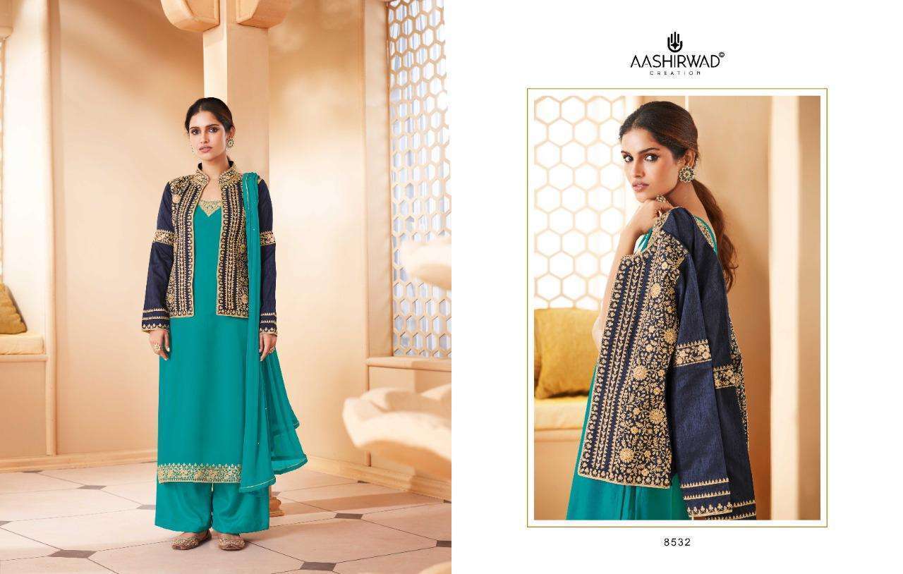 Aashirwad Present Aashi Series 8530-8535 Real Georgette Suit in wholesale rate in surat - Sai Dresses