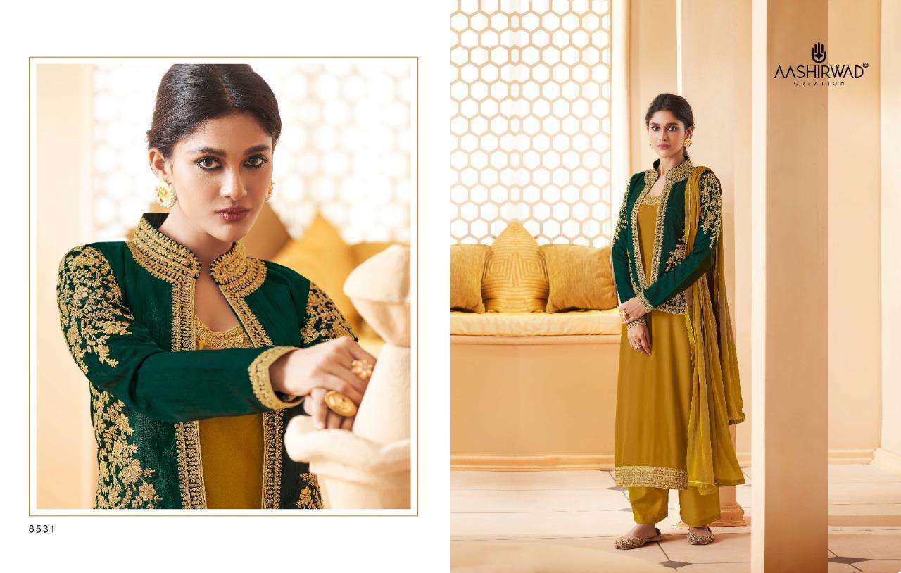 Aashirwad Present Aashi Series 8530-8535 Real Georgette Suit in wholesale rate in surat - Sai Dresses