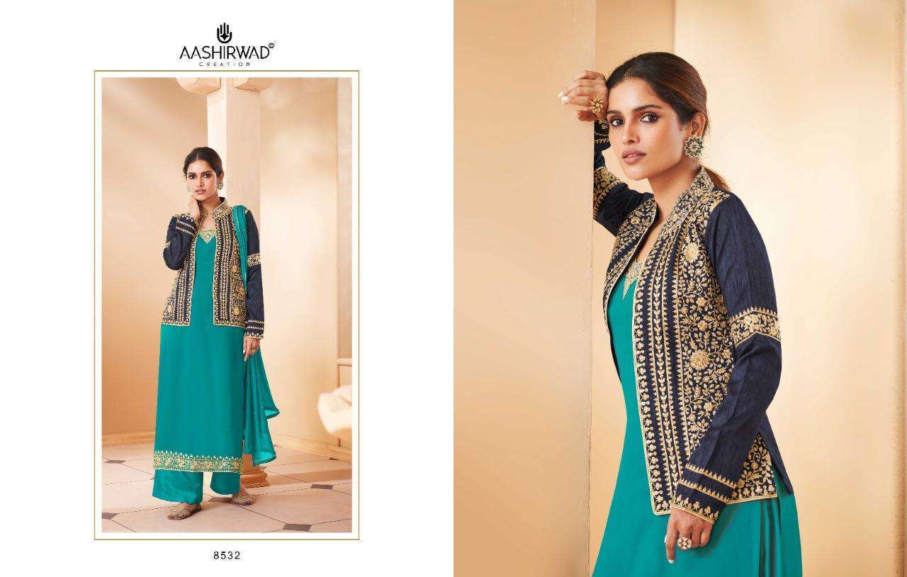 Aashirwad Present Aashi Series 8530-8535 Real Georgette Suit in wholesale rate in surat - Sai Dresses