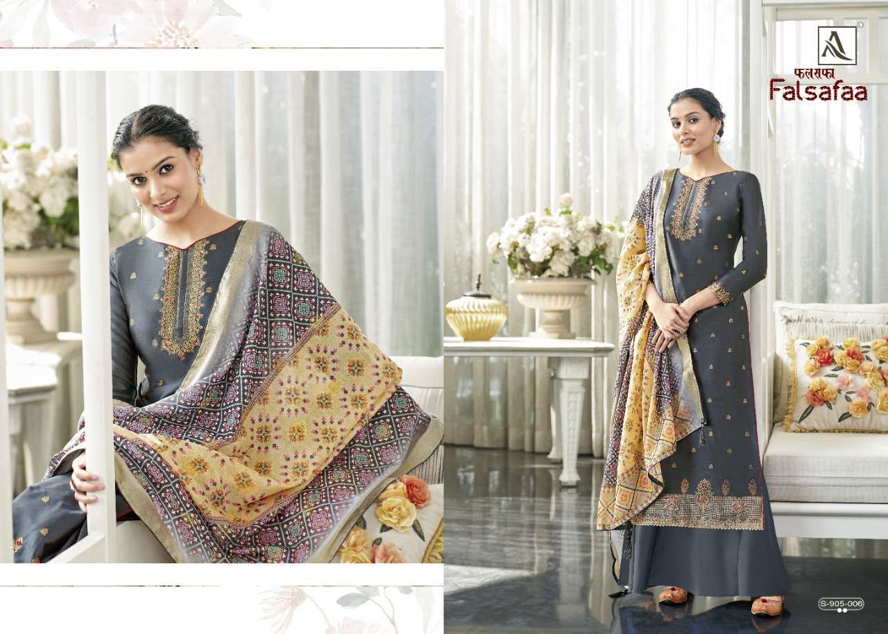 ALOK PRESENTS FALSAFAA CATALOGUE DESIGNER DRESS MATERIAL IN WHOLESALE PRICE IN SURAT - SAI DRESSES 