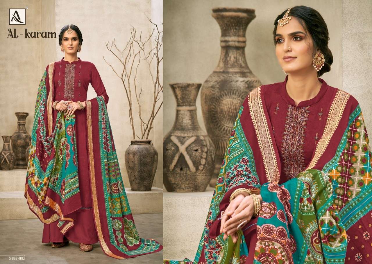 Alok Suit Present Al-Karam Jam Cotton Dress Material In Wholesale Price In Surat - Sai Dresses 