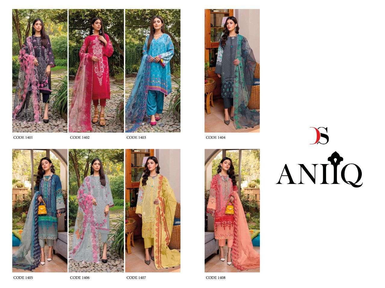 DEEPSY PRESENTS ANIIQ -22 1401-1408 SERIES PURE COTTON WITH EMBROIDERY PAKISTANI SUIT COLLECTION IN WHOLESALE PRICE IN SURAT - SAI DRESSES