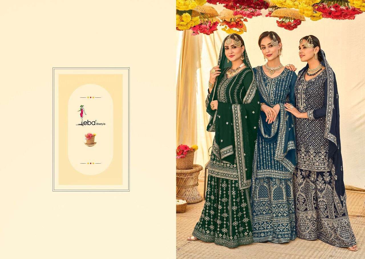 Eba Lifestyle Present Sajda Series 1396-1398 Blooming Georgette Suit in Wholesale Rate in Surat - Sai Dresses