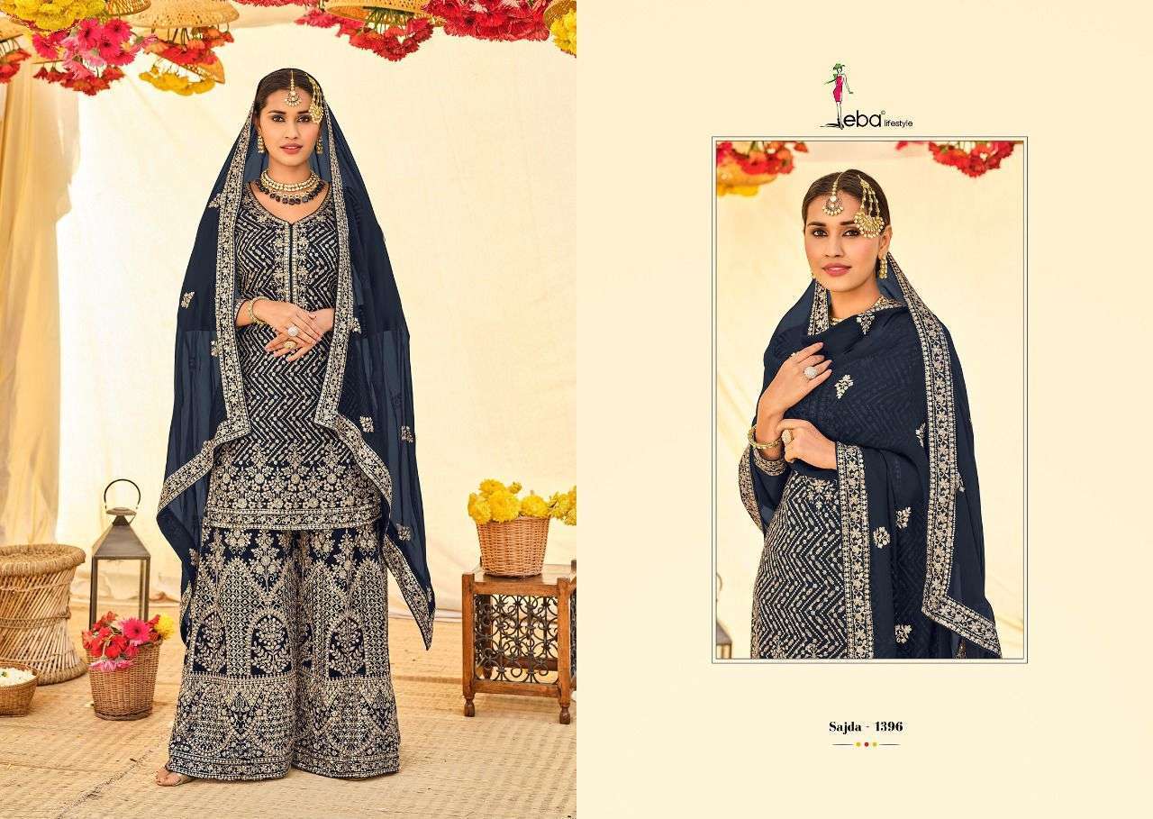 Eba Lifestyle Present Sajda Series 1396-1398 Blooming Georgette Suit in Wholesale Rate in Surat - Sai Dresses