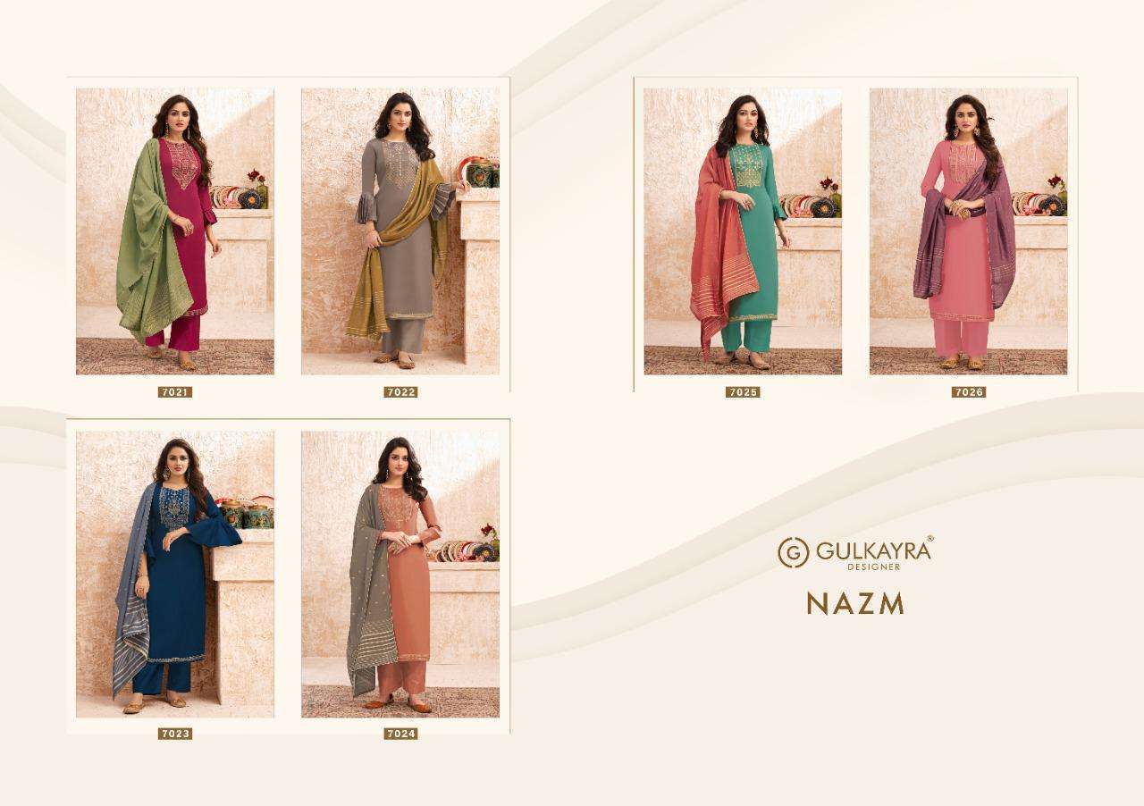 Gulkayra Designer Present Nazm 7021-7026 Series Suits In Wholesale Price In Surat - Sai Dresses