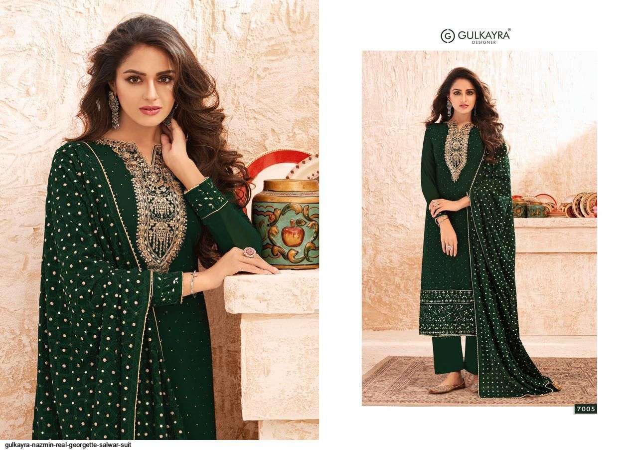 GULKAYRA DESIGNER PRESENT NAZMIN 7001 TO 7005 SERIES SEMI STICHED SALWAR SUITS IN WHOLESALE PRICE IN SURAT - SAI DRESSES