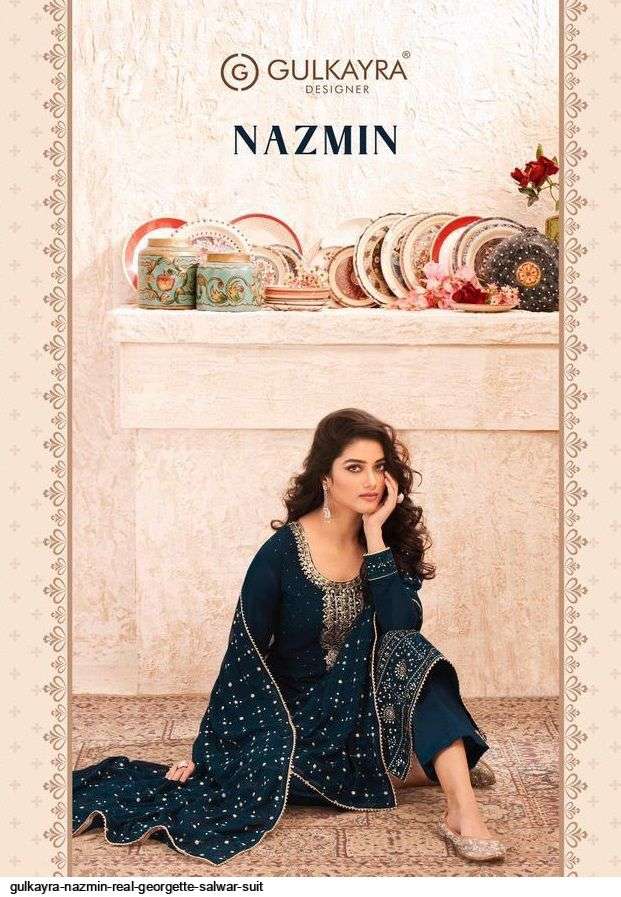 GULKAYRA DESIGNER PRESENT NAZMIN 7001 TO 7005 SERIES SEMI STICHED SALWAR SUITS IN WHOLESALE PRICE IN SURAT - SAI DRESSES