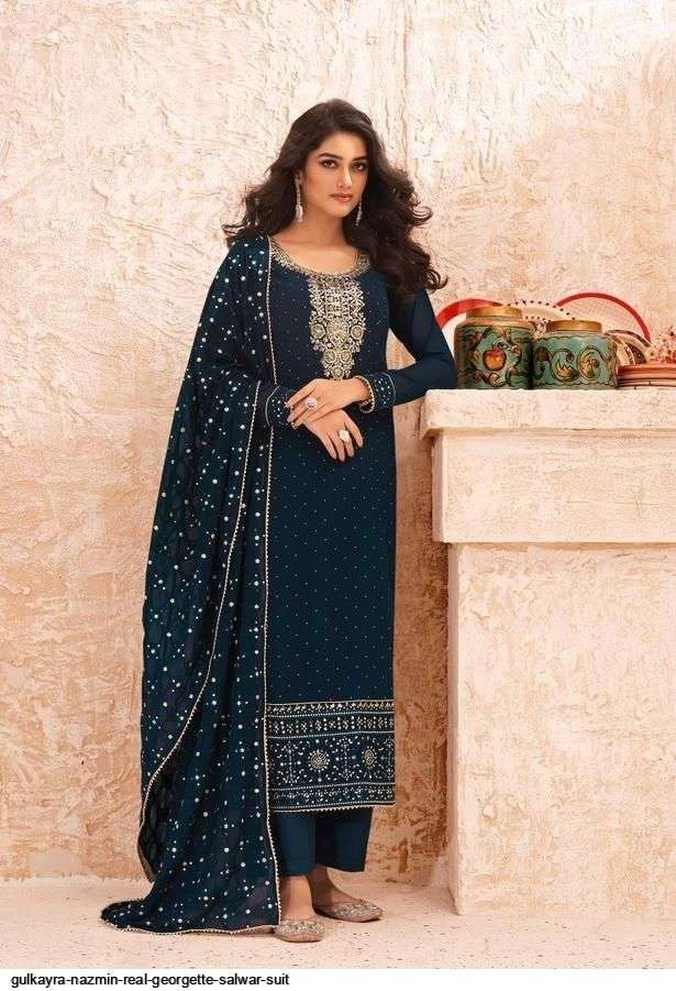 GULKAYRA DESIGNER PRESENT NAZMIN 7001 TO 7005 SERIES SEMI STICHED SALWAR SUITS IN WHOLESALE PRICE IN SURAT - SAI DRESSES