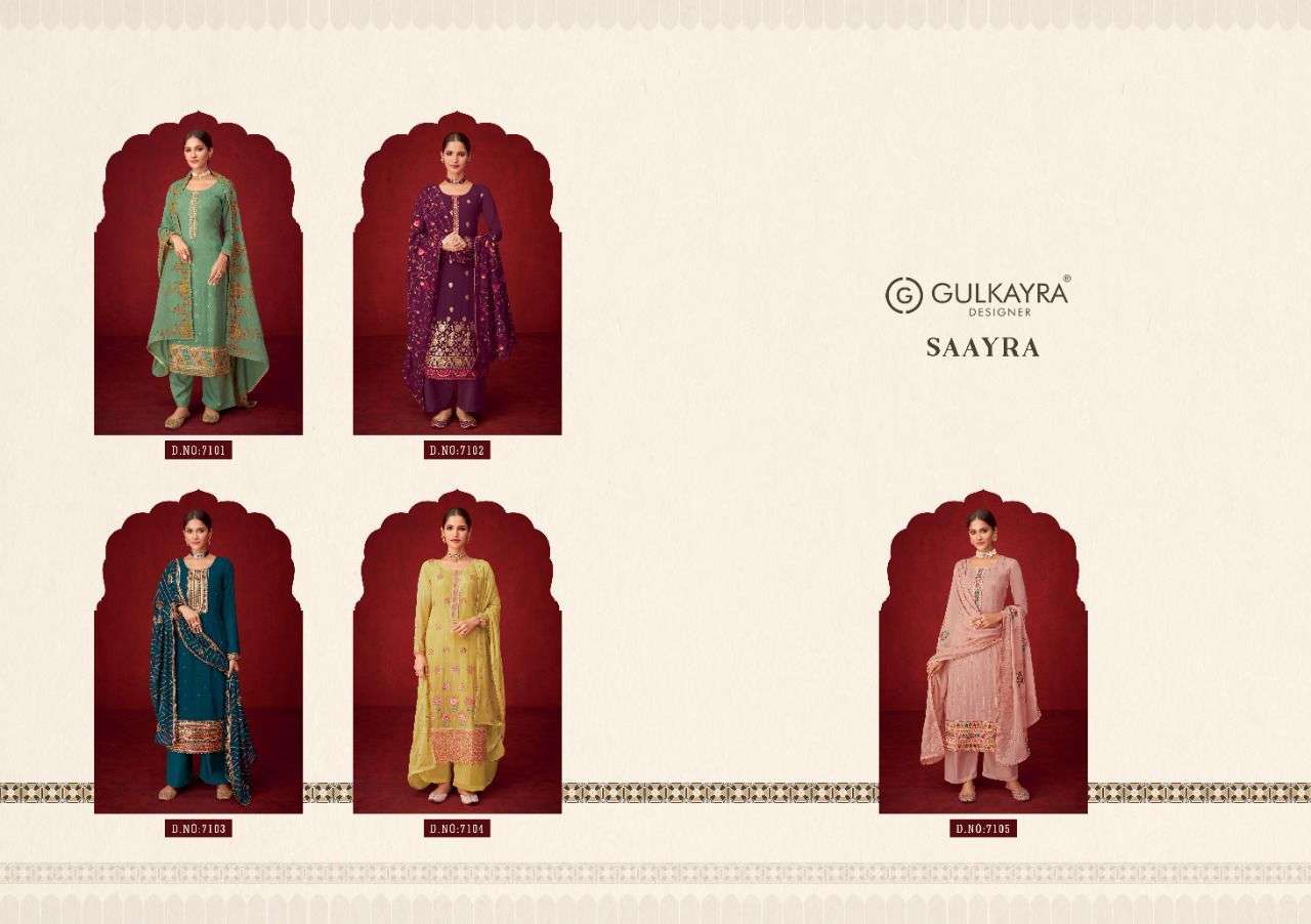 GULKAYRA PRESENTS SAAYRA 7101 TO 7105 SERIES DESIGNER SALWAR KAMEEZ IN WHOLESALE RATE IN SURAT - SAI DRESSES