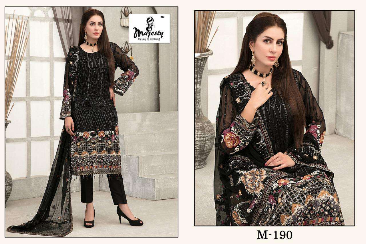 MAJESTY PRESENTS RAMSHA VOL-8 DESIGNER GEORGETTE PAKISTANI SUIT WHOLESALE RATE IN SURAT - SAI DRESSES