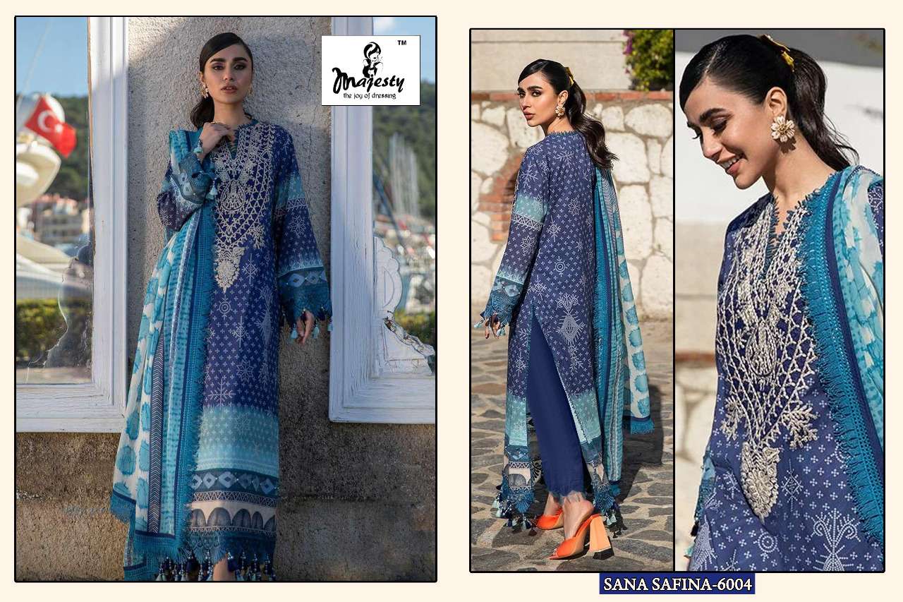 MAJESTY PRESENTS SANA SAFINA VOL-06  PURE COTTON PAKISTANI SALWAR SUITS IN WHOLESALE RATE IN SURAT - SAI DRESSES