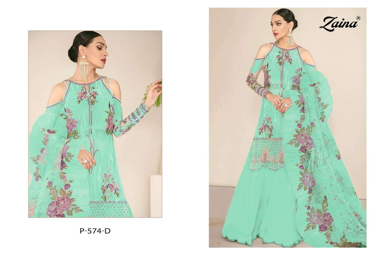 PRIYAM FASHION PRESENTS ZAINA  D. NO P-574-A TO P-574-D PREMIUM CATALOG COLLECTION IN WHOLESALE RATE IN SURAT - SAI DRESSES 