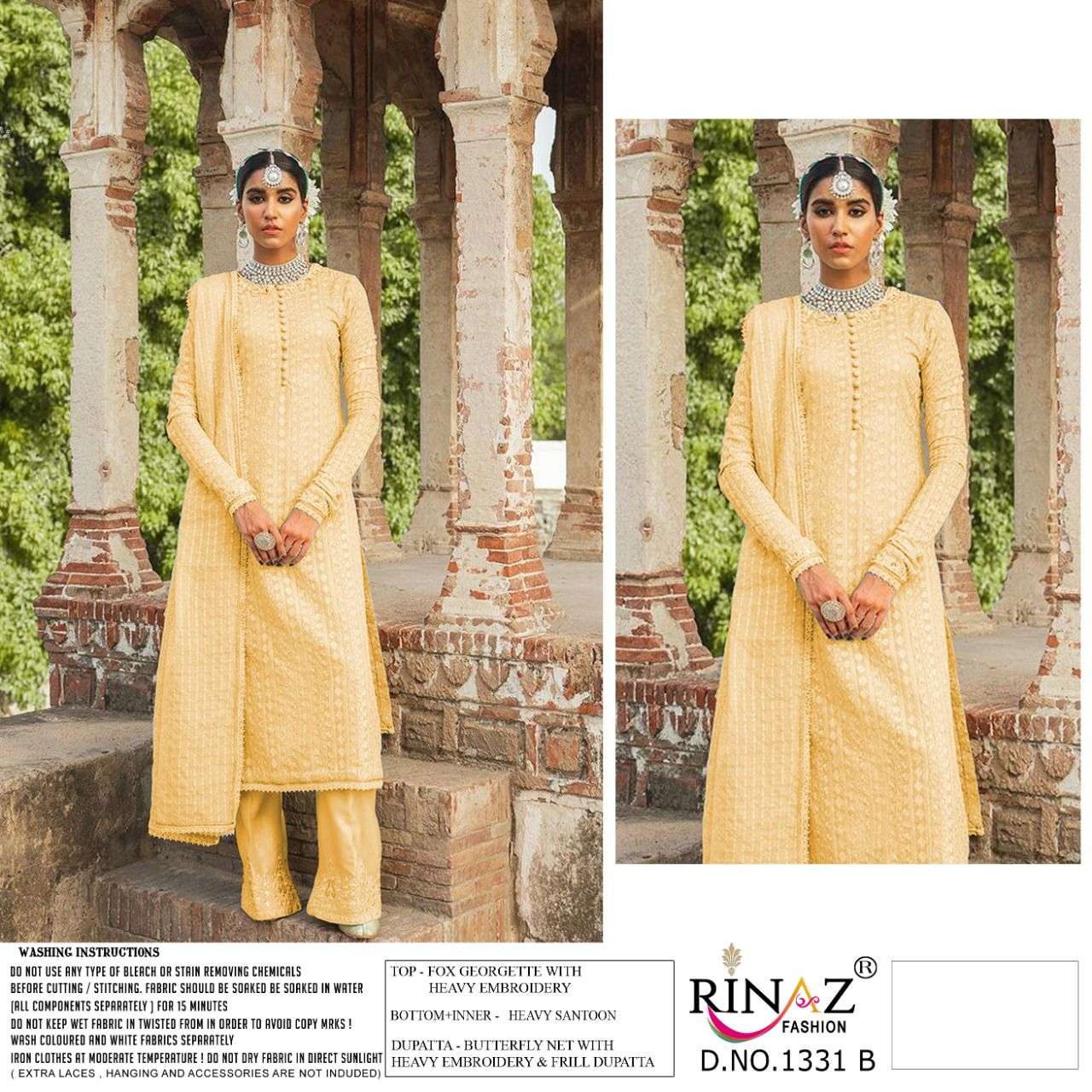 RINAZ FASHION PRESENT RINAZ D.NO 1331 A To 1331 D SERIES GEORGETTE PAKISTANI SALWAR SUITS IN WHOLESALE PRICE IN SURAT - SAI DRESSES