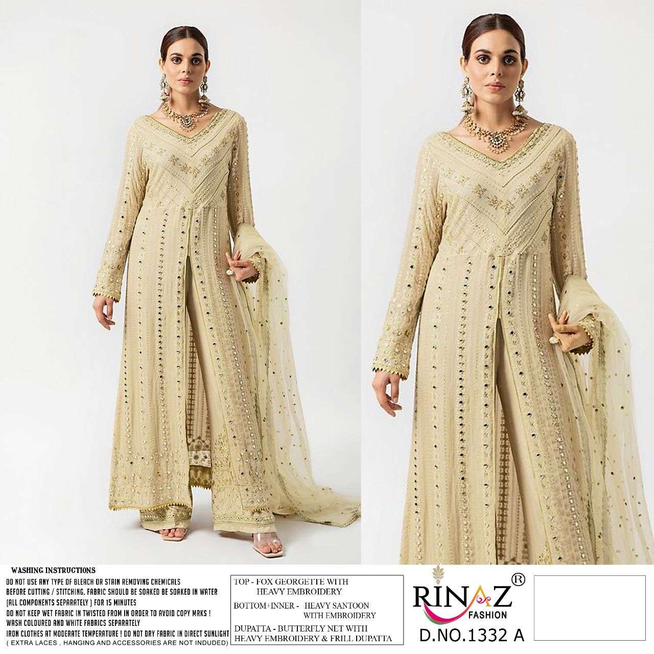 Rinaz Fashion Present Rinaz D.No.1332 A To D.No 1332 D Series Georgette Dress Material In Wholesale Price In Surat - Sai Dresses
