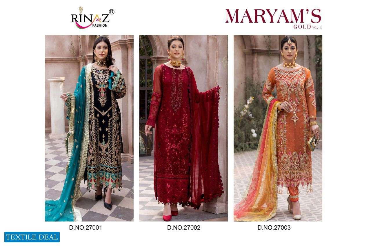 RINAZ PRESENTS MARYAM GOLD VOL-17 PAKISTANI SUIT WHOLESALE RATE IN SURAT 